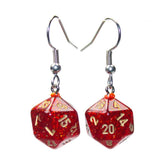Chessex Dice > Chessex Hook Earrings Glitter Ruby Mini d20 Pair 601982036898 CHX54208
