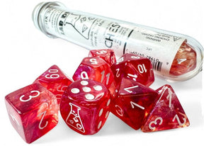 Chessex Dice > Chessex Lab Dice 9: Borealis Passion/white Luminary Polyhedral 7-Die Set (with bonus die) 601982047092 CHX 30070