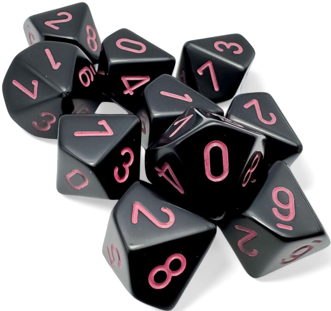 Chessex Dice > Chessex OPAQUE 10D10 SET BLACK/PINK 601982044688 CHX25248