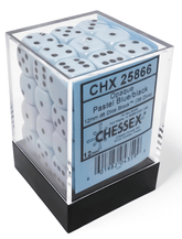 Chessex Dice > Chessex Opaque 12mm d6 Pastel Blue/black Dice Block (36 dice) 601982043599 CHX 25866