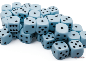 Chessex Dice > Chessex Opaque 12mm d6 Pastel Blue/black Dice Block (36 dice) 601982043599 CHX 25866