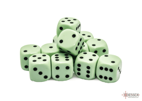 Chessex Dice > Chessex Opaque 16mm d6 Pastel Green/black Dice Block (12 dice) 601982043438 CHX 25665