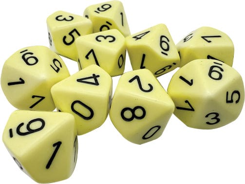Chessex Dice > Chessex Opaque Pastel Yellow/black Set of Ten d10s 601982043117 CHX 25262