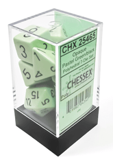 Chessex Dice > Chessex Opaque Polyhedral Pastel Green/black 7-Die Set 601982043421 CHX 25465