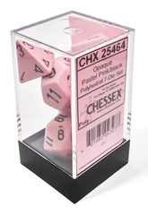 Chessex Dice > Chessex Opaque Polyhedral Pastel Pink/black 7-Die Set 601982043278 CHX 25464