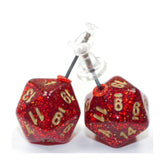 Chessex Dice > Chessex Stud Earrings Glitter Ruby Mini d20 Pair 601982037017 CHX54508