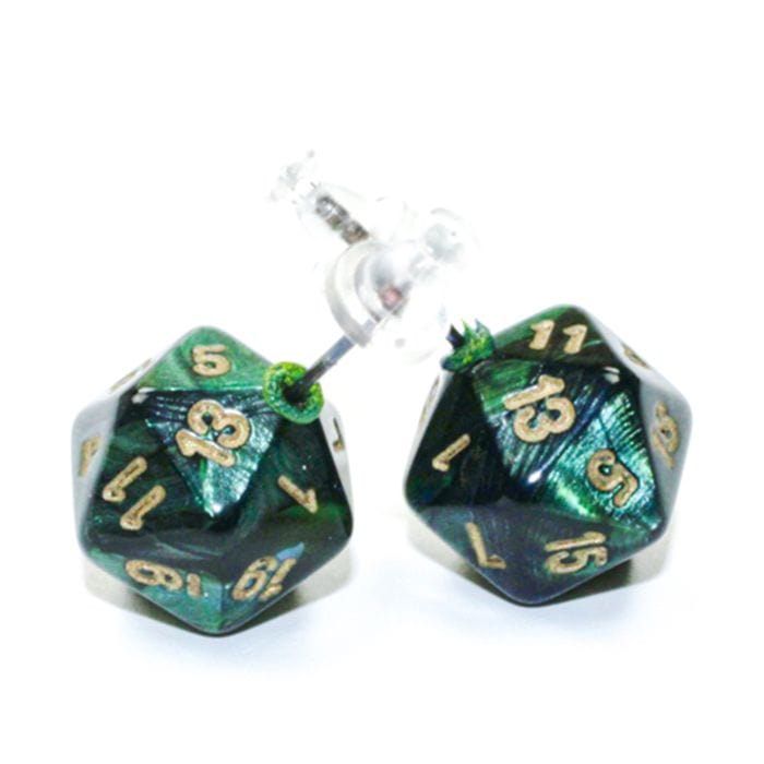 Chessex Dice > Chessex Stud Earrings Scarab Jade Mini d20 Pair 601982036973 CHX54504
