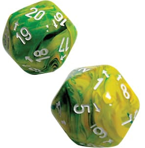 Chessex Dice > Chessex VORTEX COUNTUP&DOWN D20 DANDELION/WHITE 601982044497 CHXXVUD15