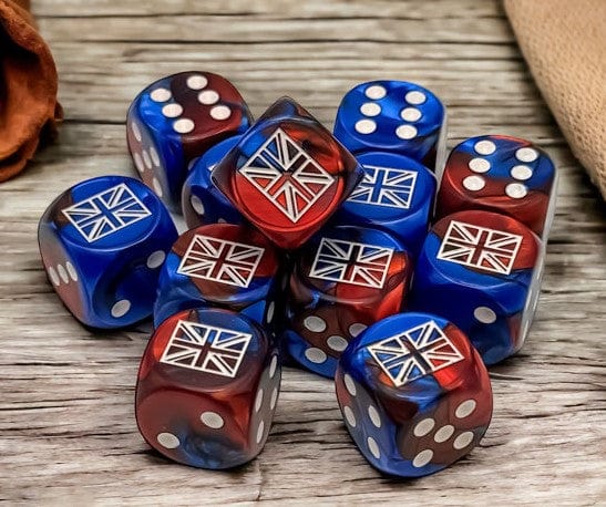 Chessex Dice > Chessex WW2 dice United Kingdom Gemini Blue-Red/white 16mm d6 Dice Block 601982045562 CHX 29064