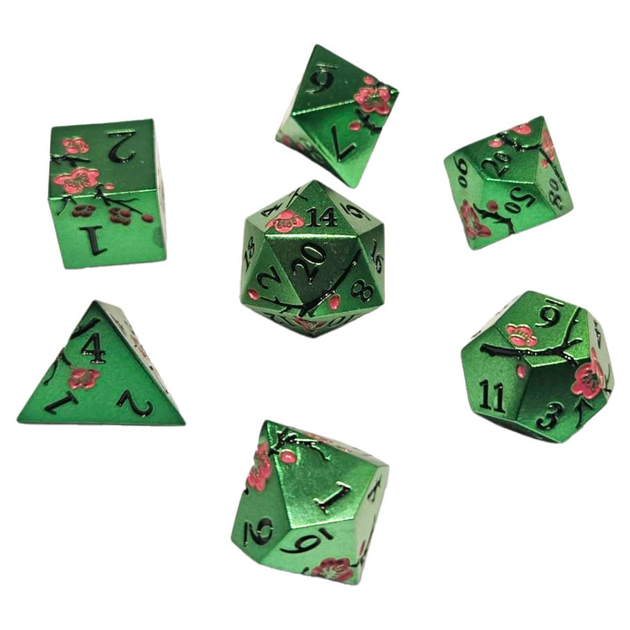Chronicle RPG Accessories Dice 7-Set Sakura Metal Green Pink 9359627009158 CHR60125