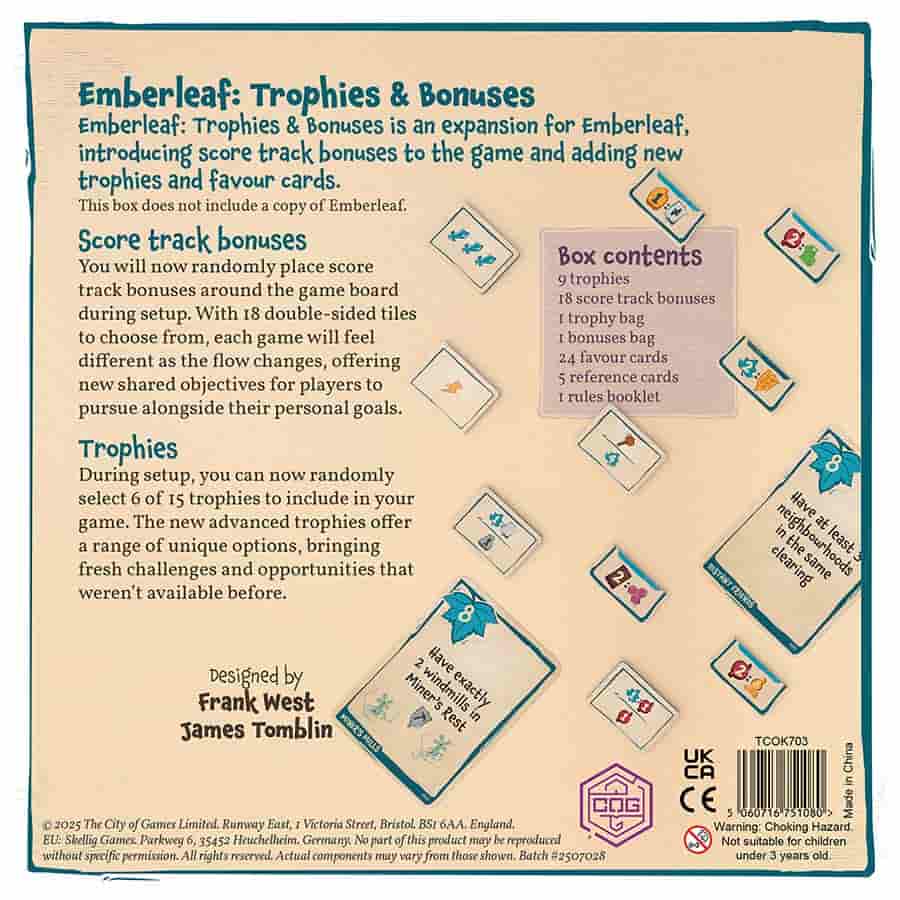 City of Games Board Games > Expansion EMBERLEAF: TROPHIES AND BONUSES EXPANSION 5060716751080 TCOK703