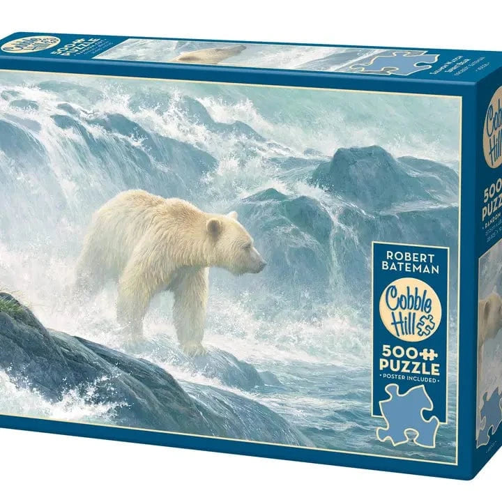 Cobble Hill Puzzles > Jigsaw Puzzles Salmon Watch - Spirit Bear (500 Piece Puzzle) 625012450263 45026