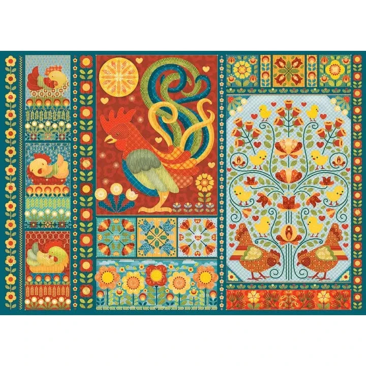 Cobble Hill Puzzles > Jigsaw Puzzles Scandi Chicken Quilt (1000 Piece Puzzle) 625012400510 40051