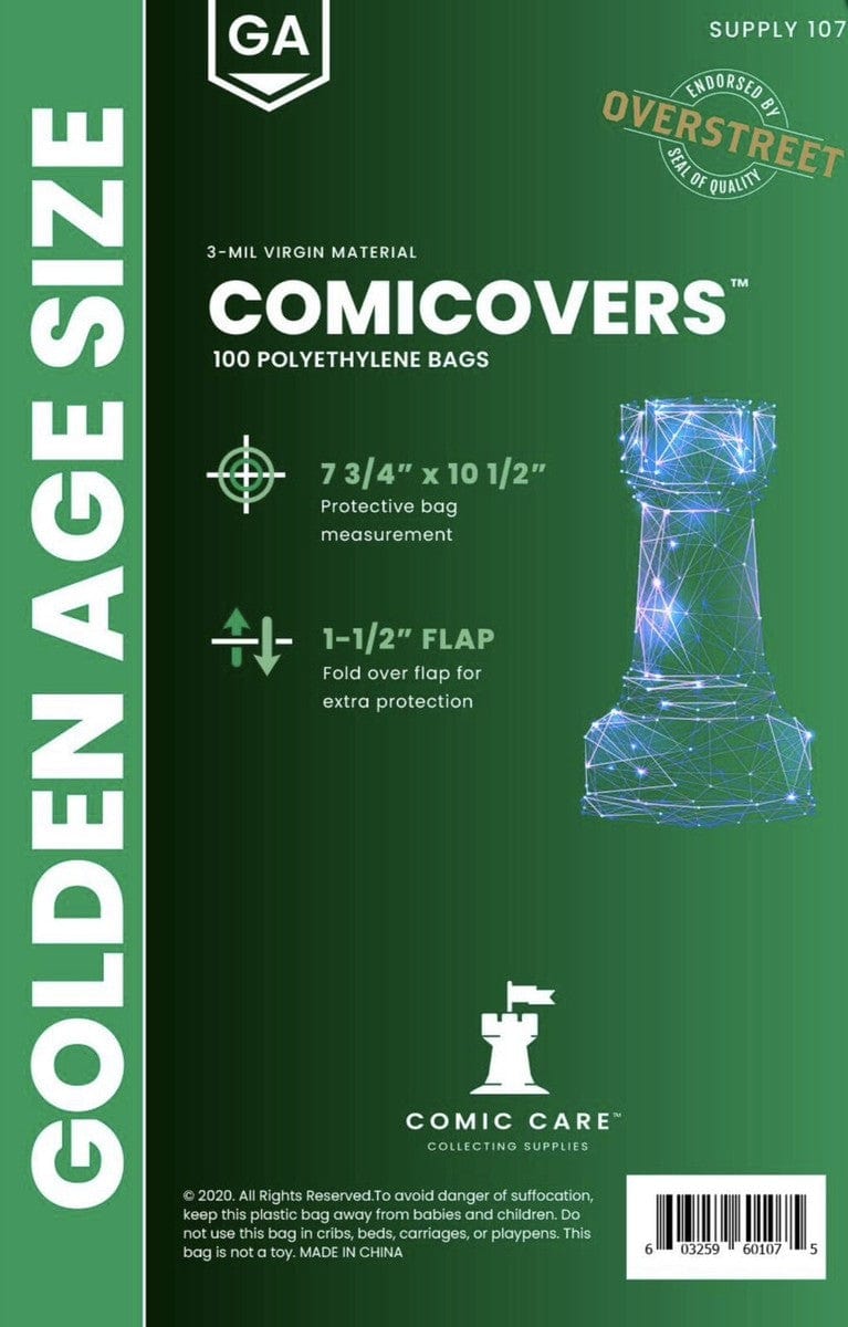 ComiCare Comic Supplies ComiCare: Polypropylene Comic Bags 100ct - 2mil Golden Size 603259601112 SUPPLY111