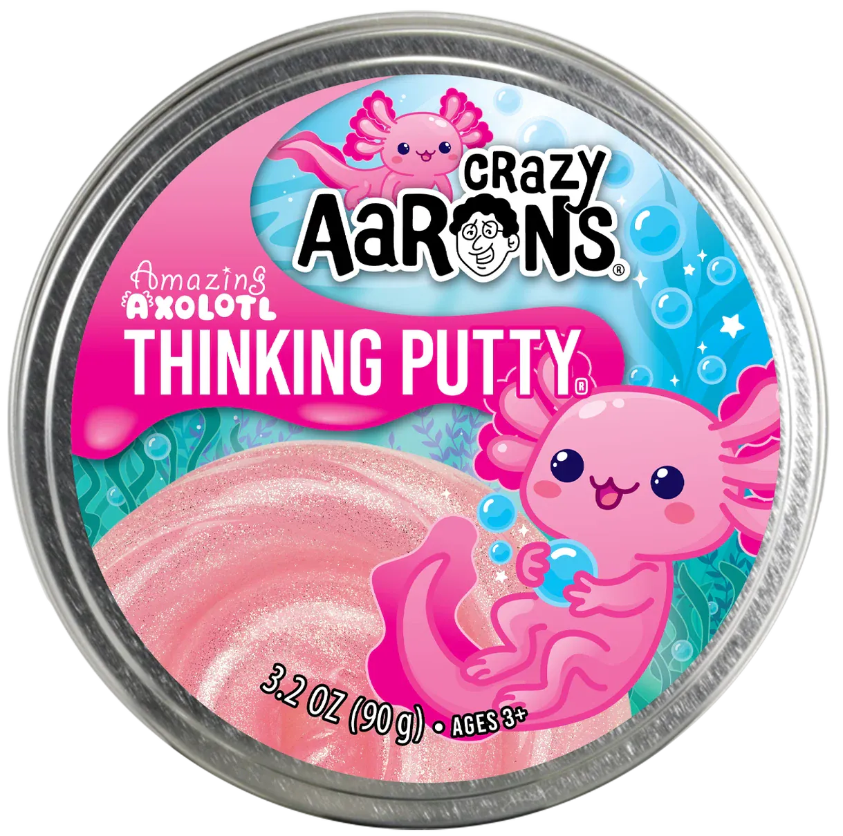 Crazy Aarons Toys Amazing Axolotl - Full Size 4" Thinking Putty Tin 810174290899 CA-810174290899