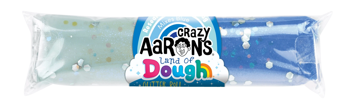 Crazy Aarons Toys Crazy Aarons - BLUE/LIGHT BLUE GLITTER DOUGH ROLL 810066958821 LD-GRPOP24