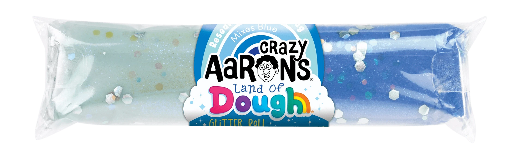 Crazy Aarons Toys Crazy Aarons - BLUE/LIGHT BLUE GLITTER DOUGH ROLL 810066958821 LD-GRPOP24