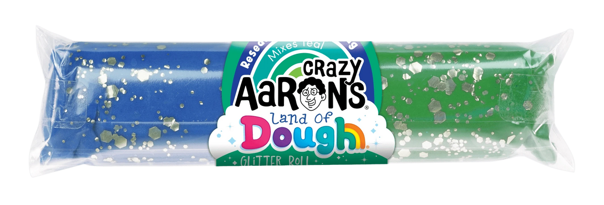 Crazy Aarons Toys Crazy Aarons - GREEN/BLUE GLITTER DOUGH ROLL 810066958814 LD-GRPOP24