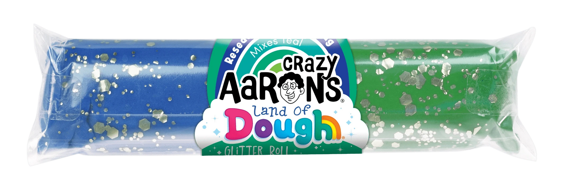 Crazy Aarons Toys Crazy Aarons - GREEN/BLUE GLITTER DOUGH ROLL 810066958814 LD-GRPOP24