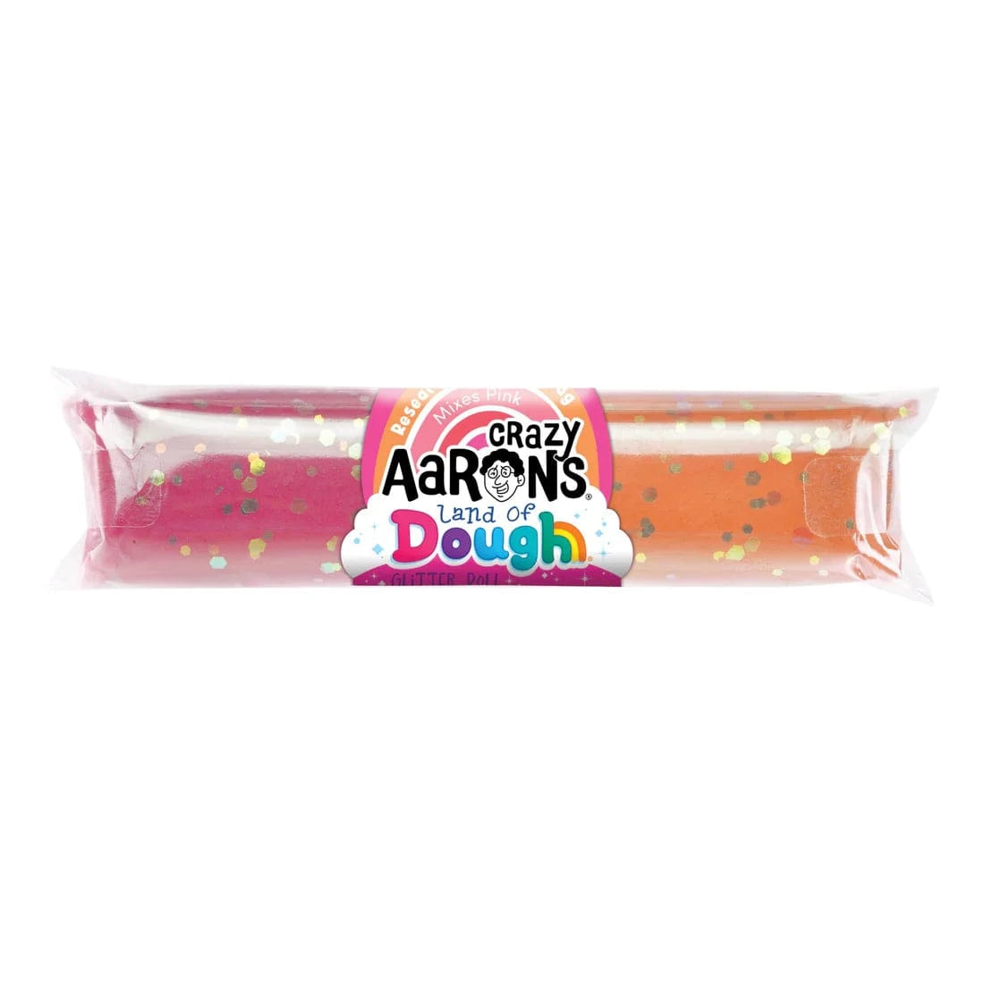 Crazy Aarons Toys Crazy Aarons - LIGHT PINK/ORANGE GLITTER DOUGH ROLL 810066958807 LD-GRPOP24