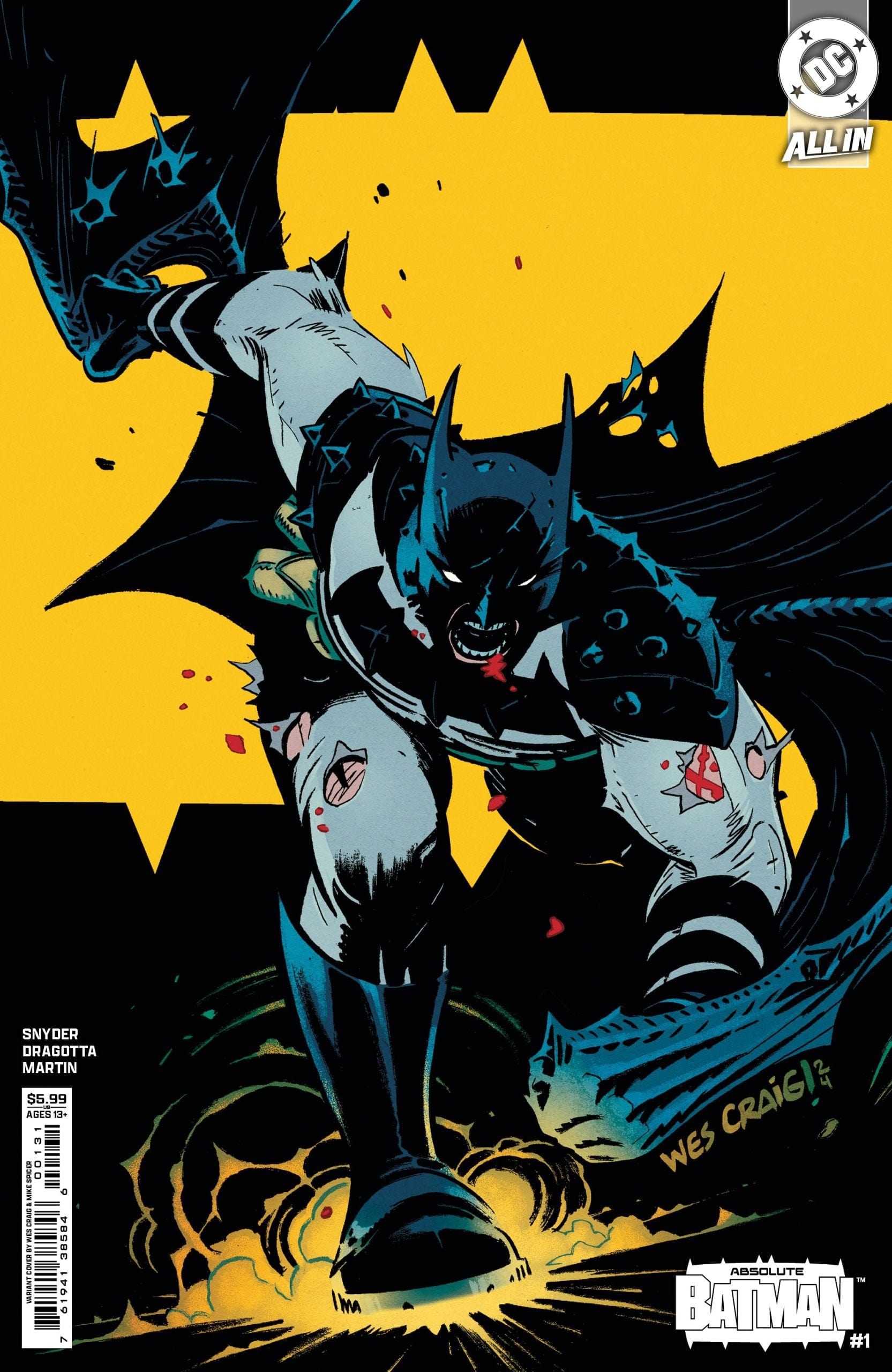 ABSOLUTE BATMAN #1 CVR B WES CRAIG CARD STOCK VAR [SIGNED BY SCOTT SNYDER & NICK DRAGOTTA]