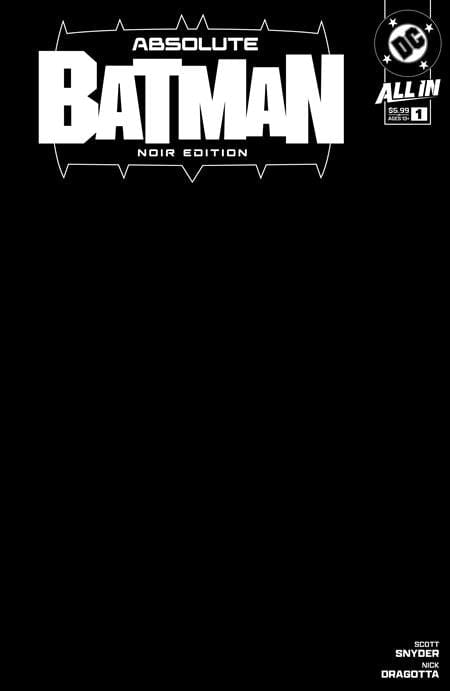 DC Comics Comic Books ABSOLUTE BATMAN NOIR EDITION #1 (ONE SHOT) CVR B BLANK VAR 76194138907300121 0924DC829