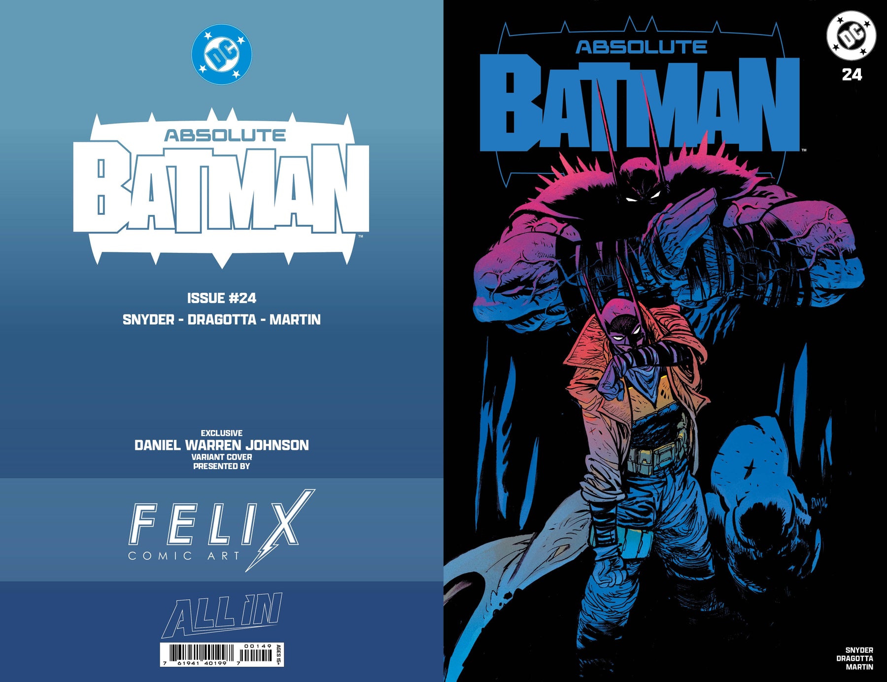 ABSOLUTE BATMAN #24 FELIX COMIC ART DANIEL WARREN JOHNSON CARDSTOCK EXCLUSIVE
