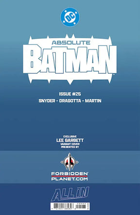 ABSOLUTE BATMAN #25 LEE GARBETT EXCLUSIVE FORBIDDEN PLANET VARIANT (Release Date: 10/28/2026)