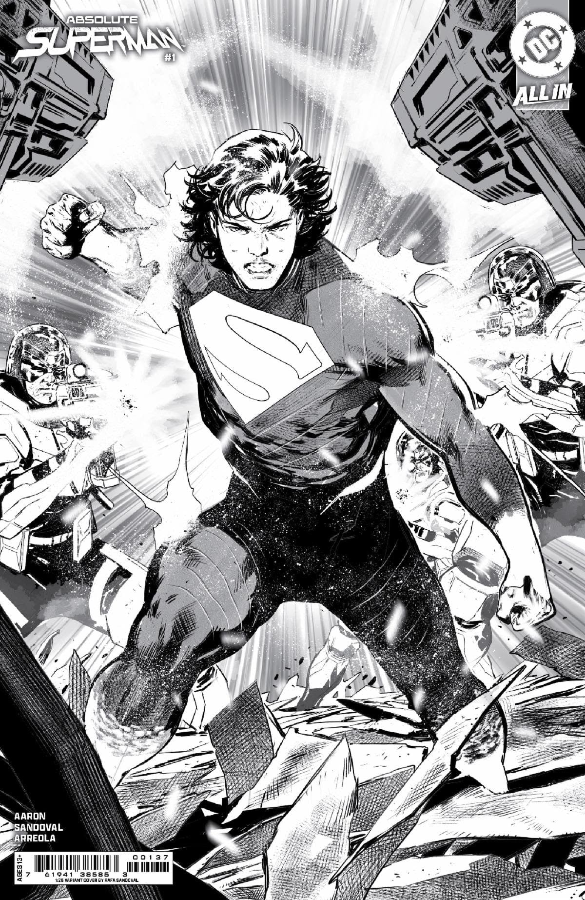 DC Comics Comic Books > Incentives ABSOLUTE SUPERMAN #1 Third Printing Cvr B 1:25 INCV Rafa Sandoval B&W Card Stock Var 76194138585300137 1224DC819