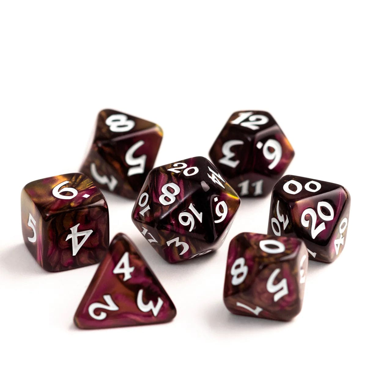 Die Hard Dice: 7pc RPG Set - Elessia, Dagda with White