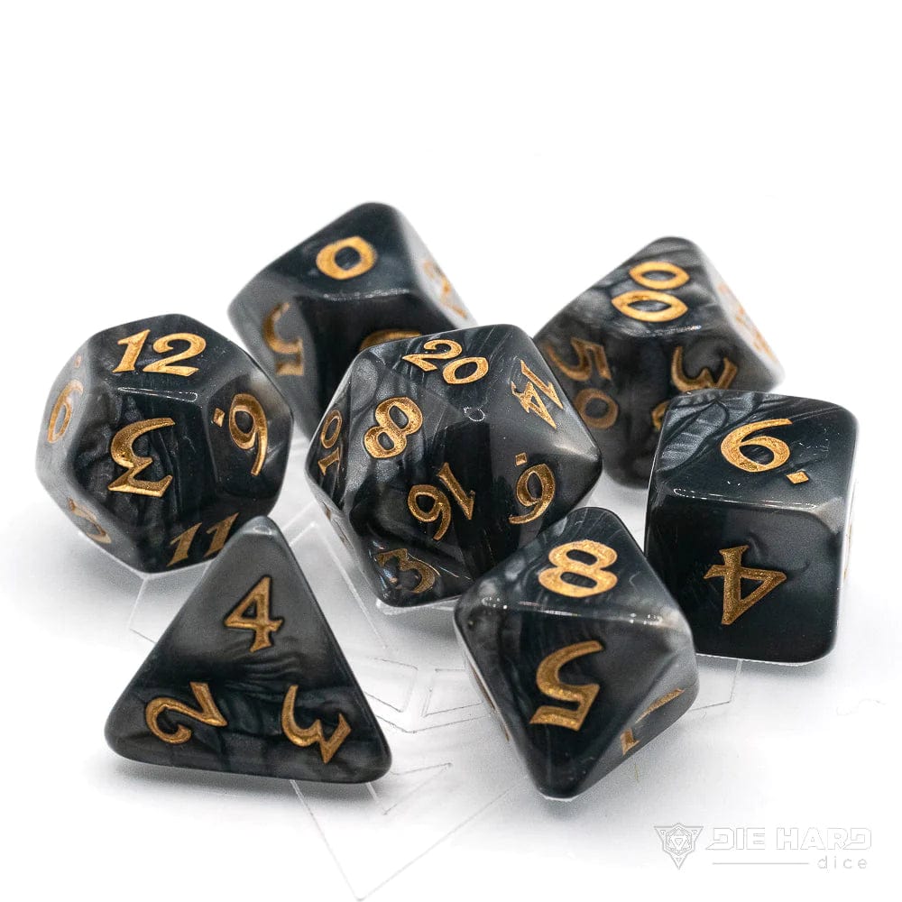 Die Hard Dice: 7pc RPG Set - Elessia, Shale with Gold