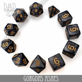 DNDDICE.COM Dice Gorgons Ashes 7 Dice Set 758890739875 PA07GORG