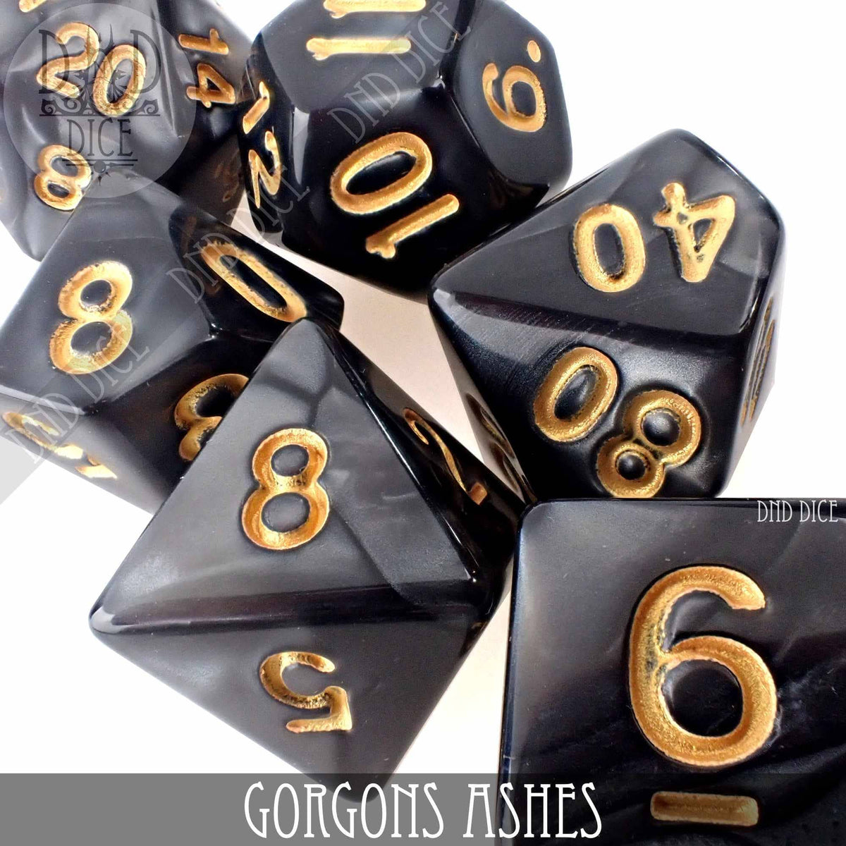 DNDDICE.COM Dice > Other Dice Gorgons Ashes 7 or 11: 11 Dice Set 758890739882 PA11GORG