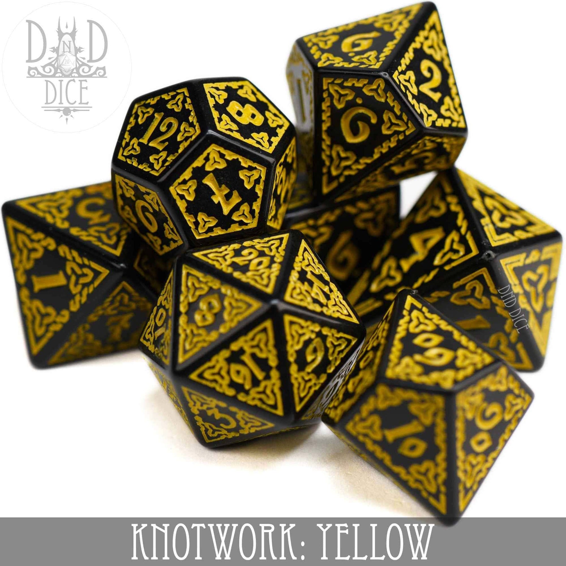 DNDDICE.COM Dice > Other Dice Knotwork: Yellow 758890748167 PA07KNOT6