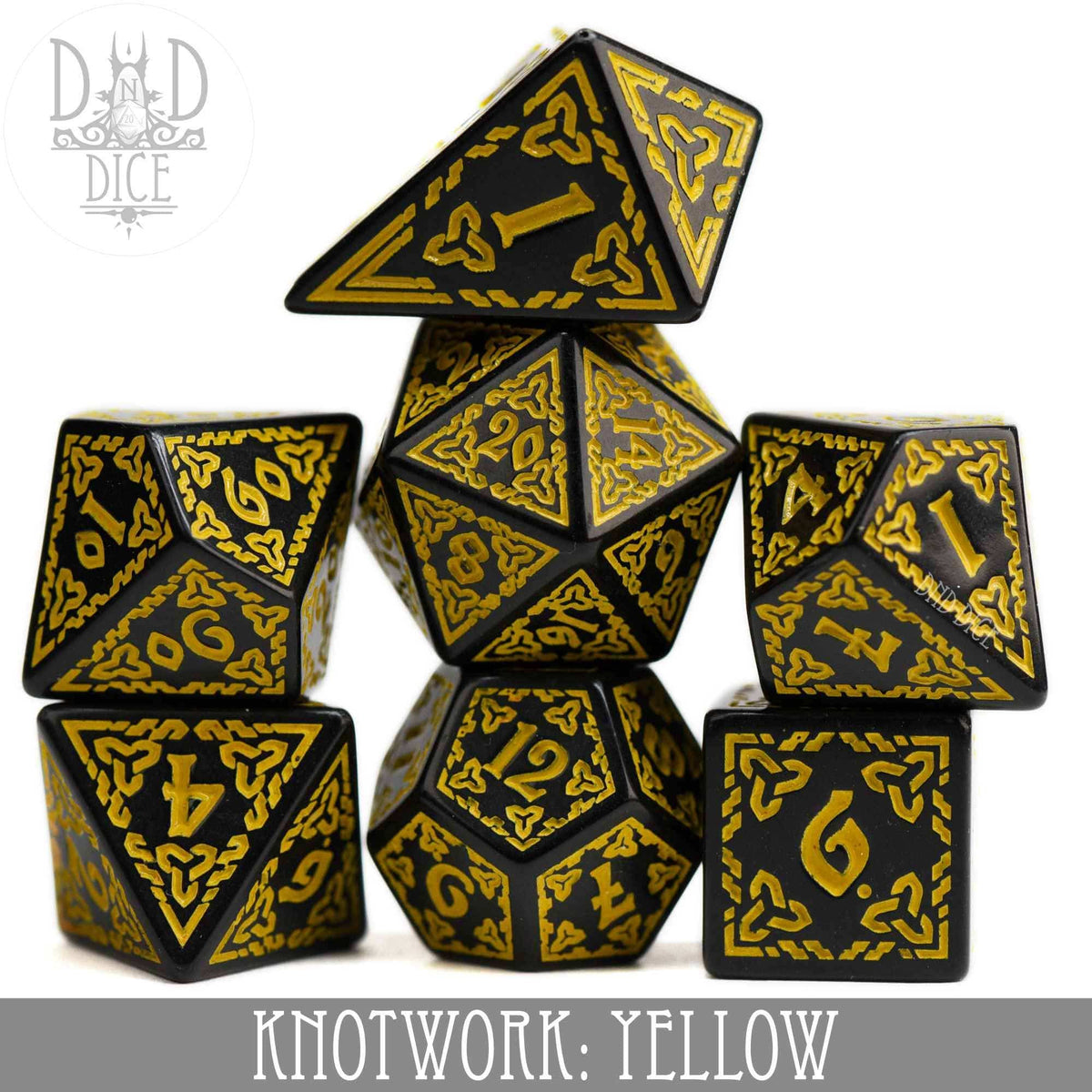 DNDDICE.COM Dice > Other Dice Knotwork: Yellow 758890748167 PA07KNOT6