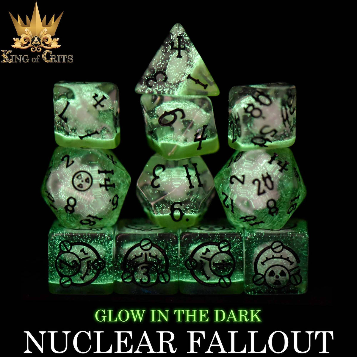 DNDDICE.COM Dice > Other Dice Nuclear Fallout - 11 Dice Set (Glow) 758890744442 ER11NUKE