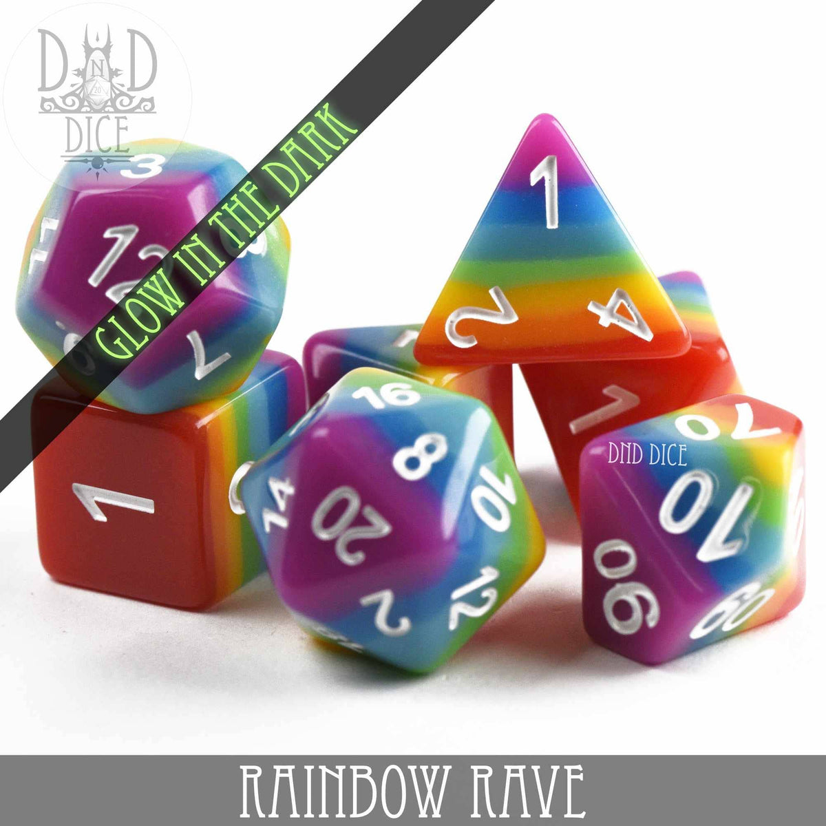 DNDDICE.COM Dice > Other Dice Rainbow Rave (Glow) 758890747849 PR07RAVE