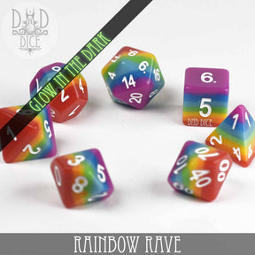 DNDDICE.COM Dice > Other Dice Rainbow Rave (Glow) 758890747849 PR07RAVE