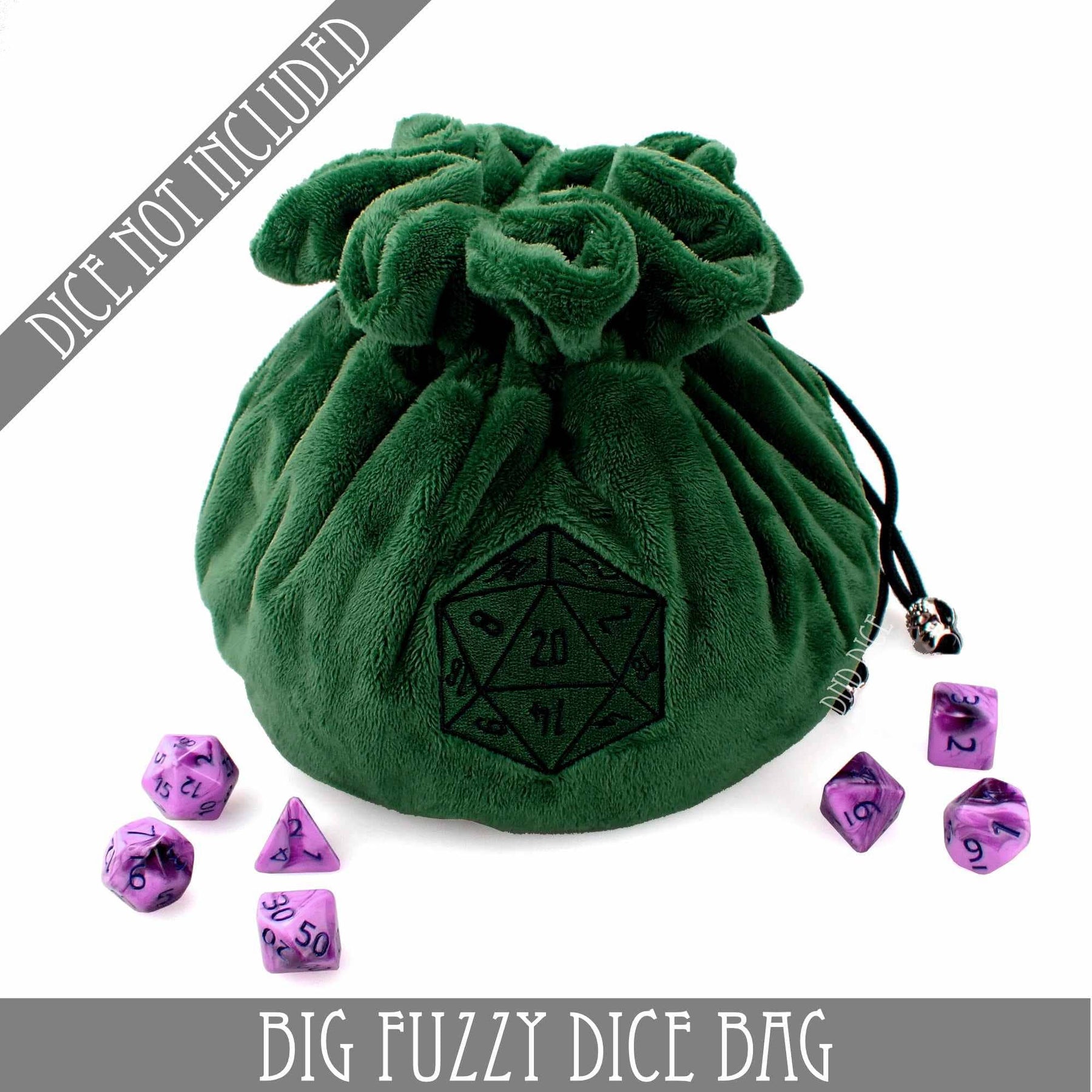 DNDDICE.COM Game Supplies > Dice Storage Big Fuzzy Dice Bag - 6 Colors: Black 758890745388 BIGFUZZYBK