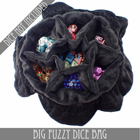 DNDDICE.COM Game Supplies > Dice Storage Big Fuzzy Dice Bag - 6 Colors: Black 758890745388 BIGFUZZYBK