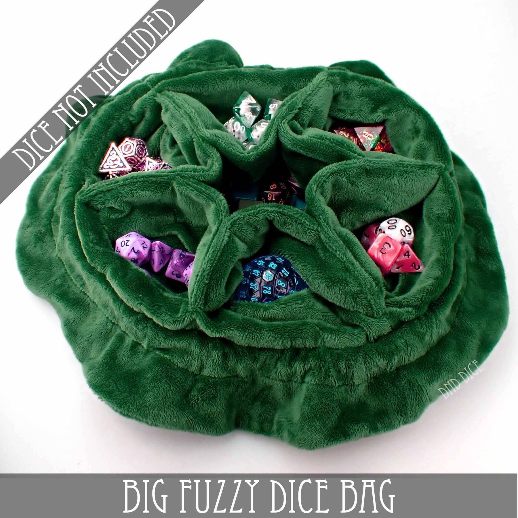 DNDDICE.COM Game Supplies > Dice Storage Big Fuzzy Dice Bag - 6 Colors: Green 758890745395 BIGFUZZYGR