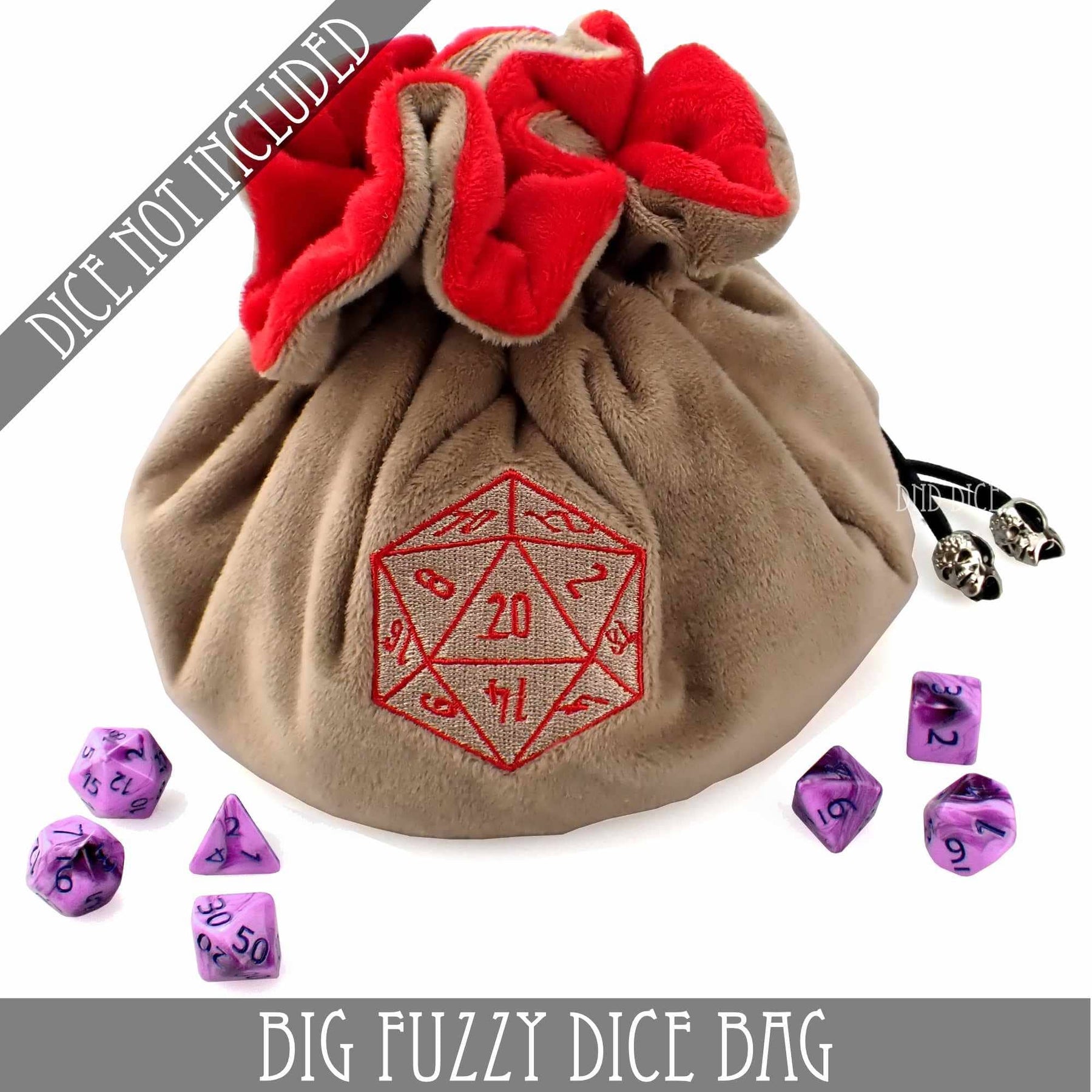 DNDDICE.COM Game Supplies > Dice Storage Big Fuzzy Dice Bag - 6 Colors: Tan 758890745692 BIGFUZZYTN