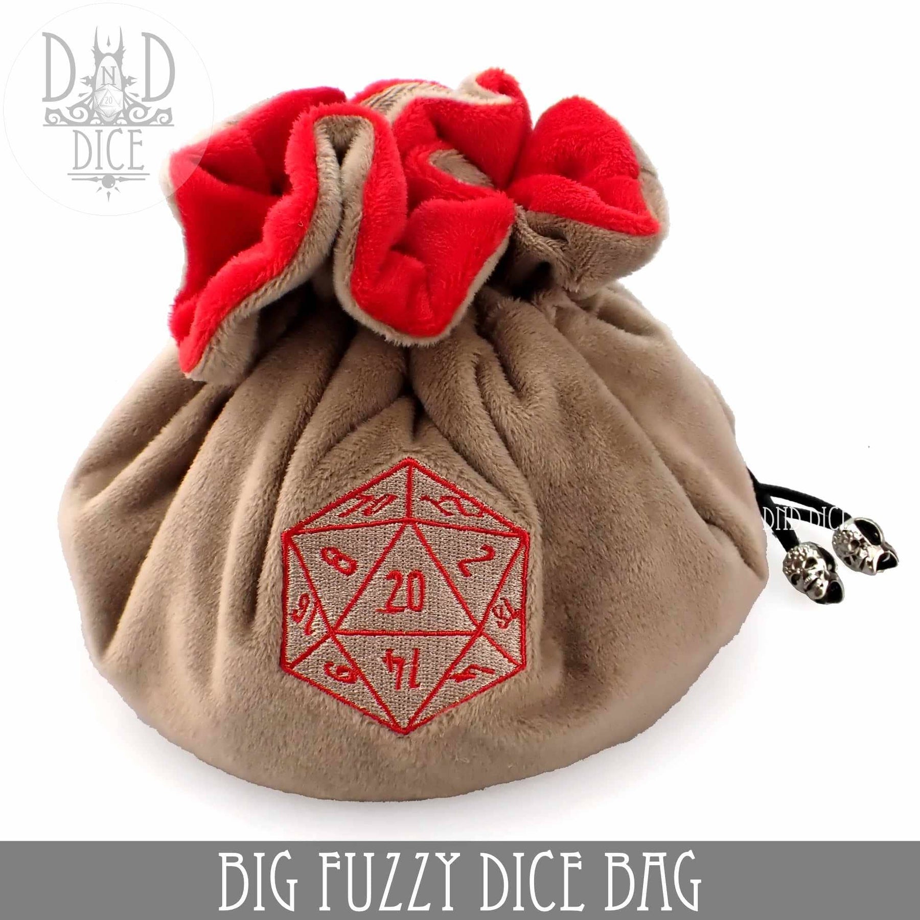 DNDDICE.COM Game Supplies > Dice Storage Big Fuzzy Dice Bag - 6 Colors: Tan 758890745692 BIGFUZZYTN