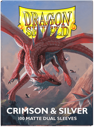 Dragon Shield Game Supplies > Card Sleeves DRAGON SHIELD SLEEVES DUAL MATTE CRIMSON AND SILVER 100CT (50) 5706569150723 AT-15072