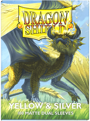 Dragon Shield Game Supplies > Card Sleeves DRAGON SHIELD SLEEVES DUAL MATTE YELLOW AND SILVER 100CT (50) 5706569150716 AT-15071