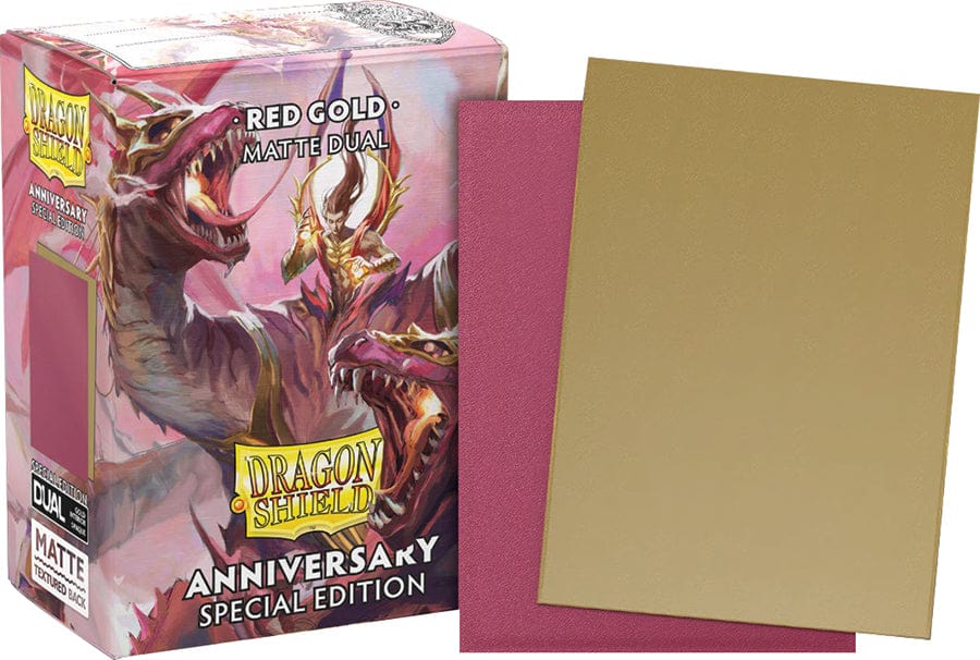 Dragon Shield Game Supplies > Card Sleeves Dragon Shields: Matte Dual 100ct - Pomegranate/Gold 5706569150655 ATM 15065