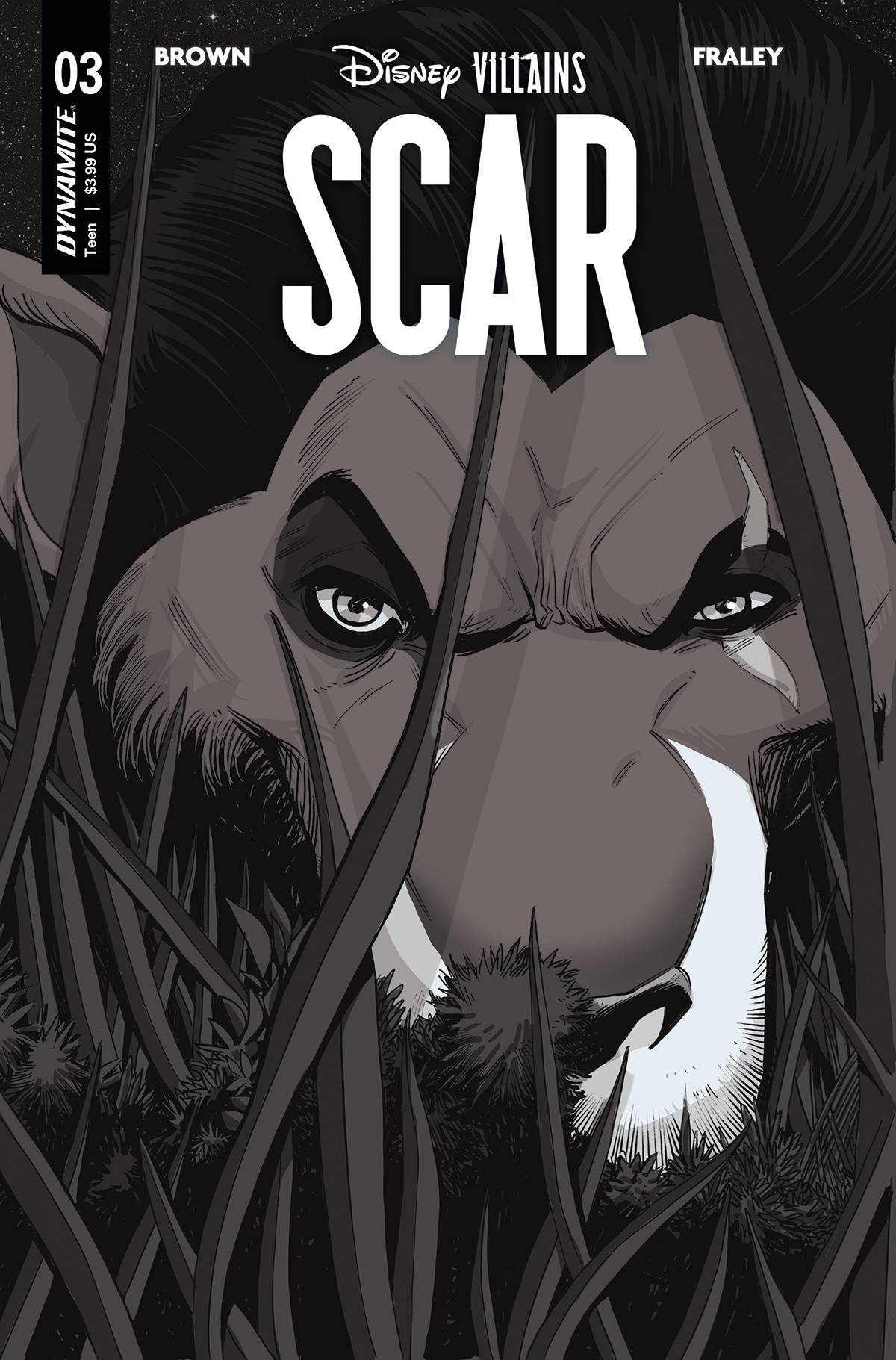 DISNEY VILLAINS SCAR #3 CVR S 1:7 FOC INCV MOSS B&W