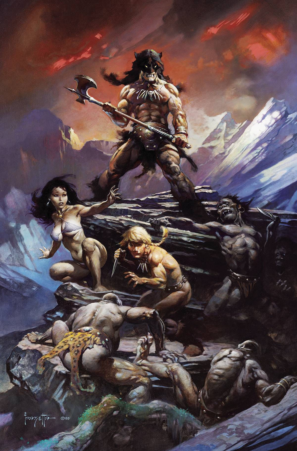 FIRE AND ICE #1 CVR S 1:100 INCV VAR FRAZETTA MOVIE POSTER VIRGIN SIGNED BY SARA FRAZETTA