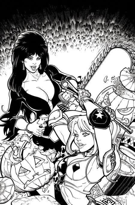 Dynamite Comic Books > Incentives HARLEY QUINN X ELVIRA #1 CVR Q INC 1:15 CHAD HARDIN LINE ART VIRGIN VAR 72513035710601171 0825DE0651