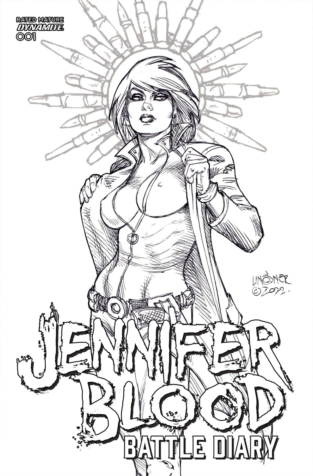 Dynamite Comic Books > Incentives JENNIFER BLOOD BATTLE DIARY #1 CVR E 1:10 INCV LINSNER LI 72513033810501051 OCT230251